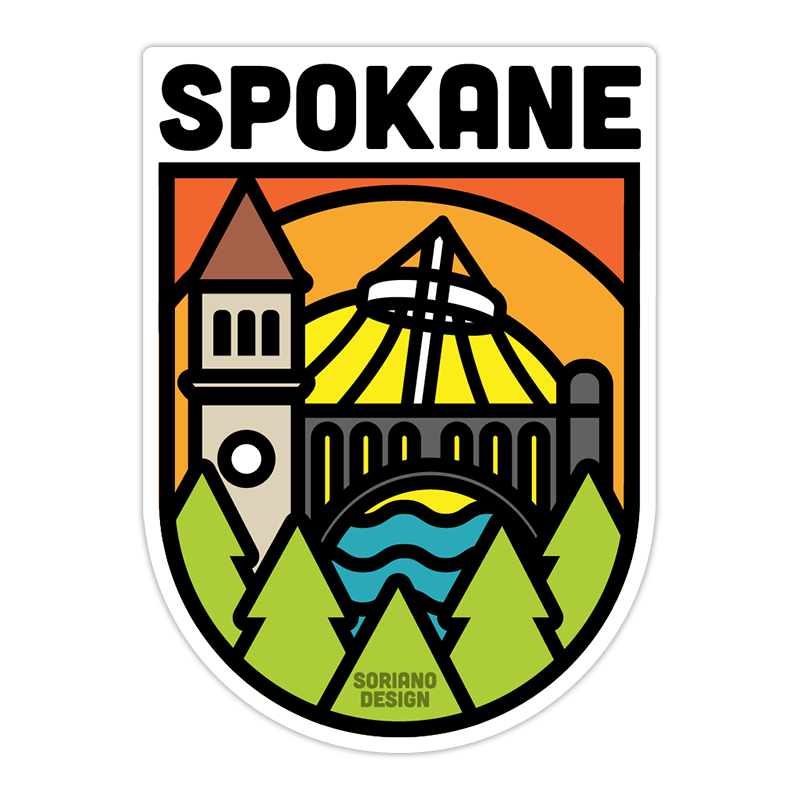 Spokane Graphic Pavillion Clock Tower Riverfront Art Soriano Design Decal Sticker