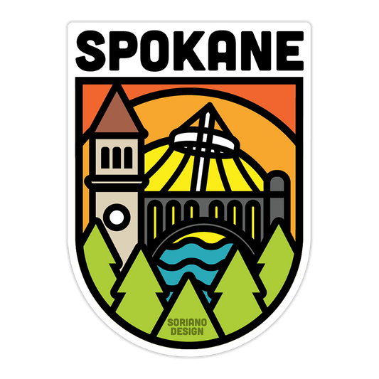 Spokane Graphic Pavillion Clock Tower Riverfront Art Soriano Design Decal Sticker