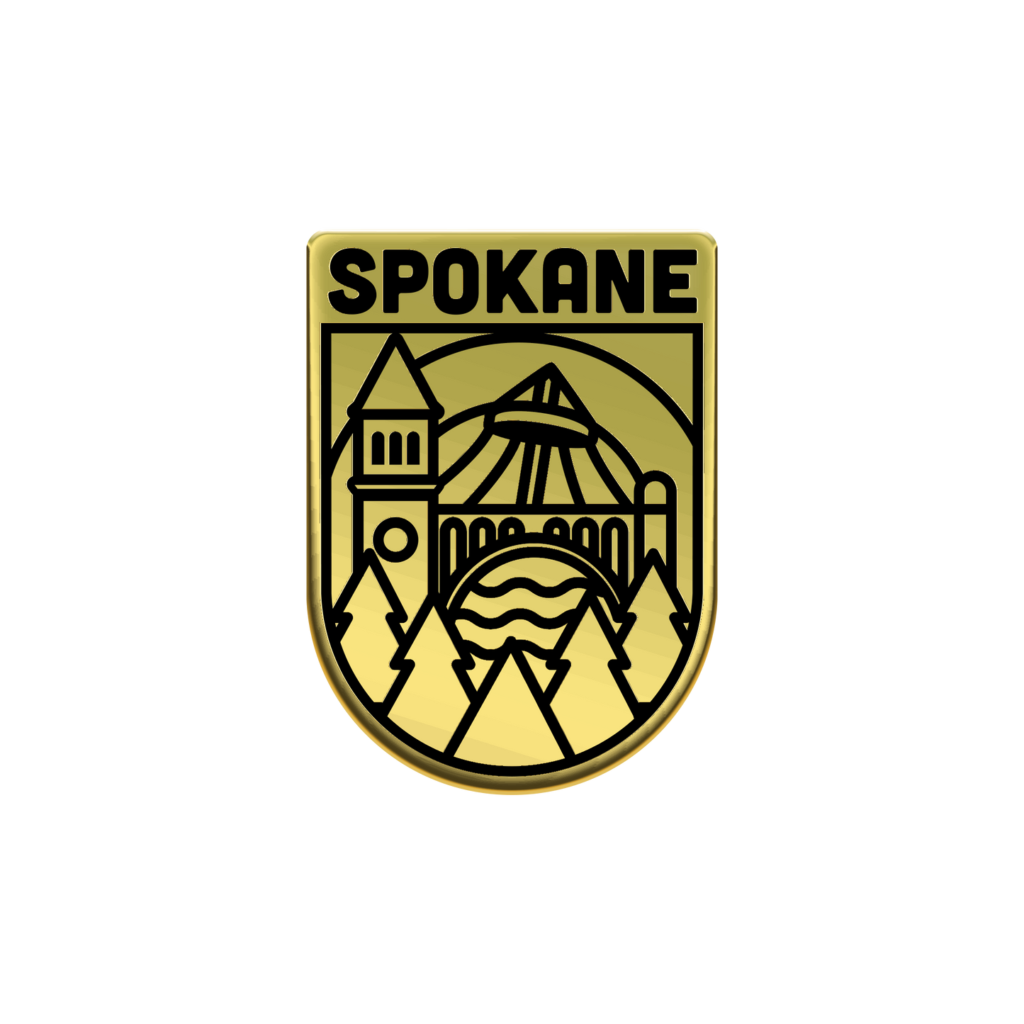 Spokane Outline Gold Metallic Sticker