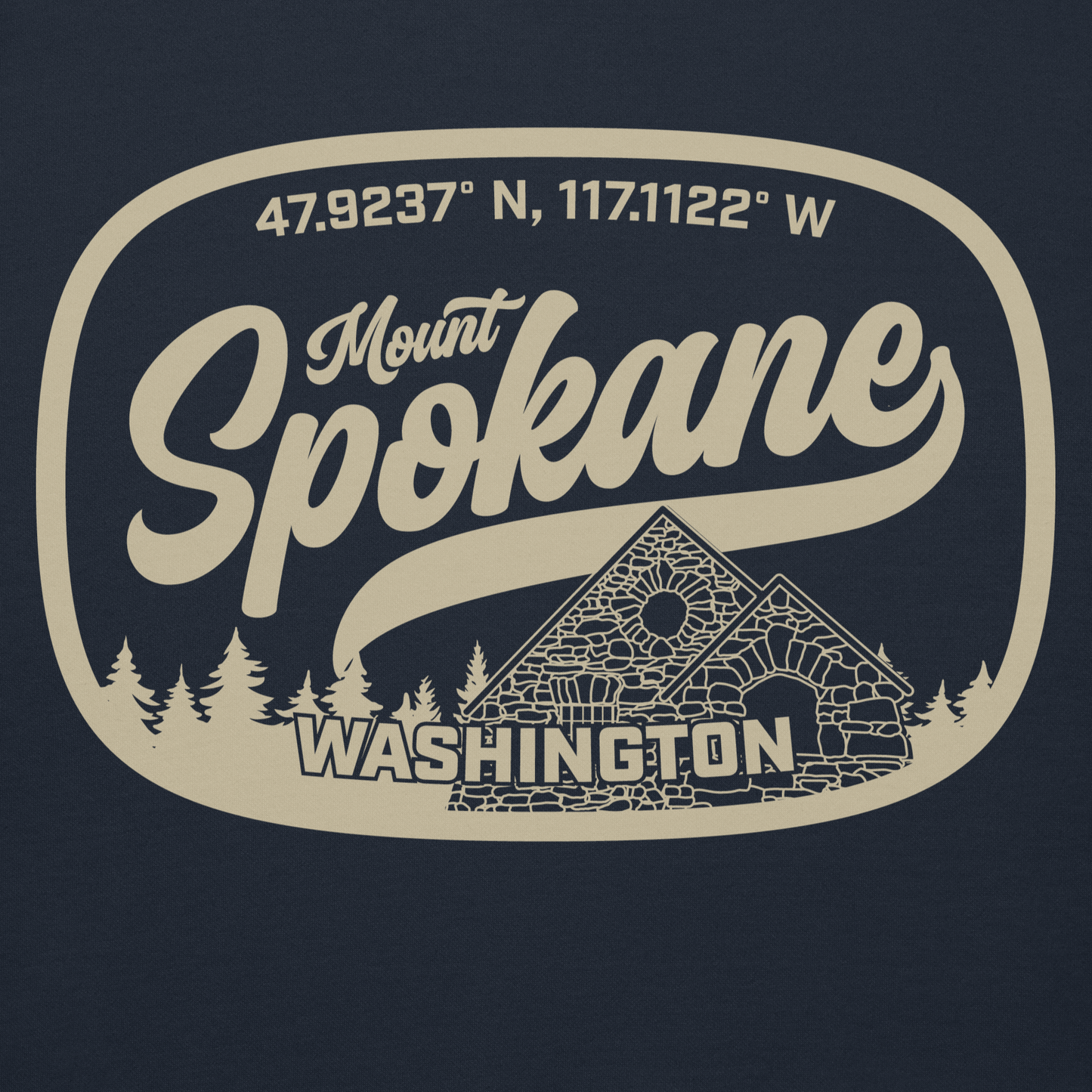Mount Spokane Coordinates Premium Fitted Pullover Hoodie