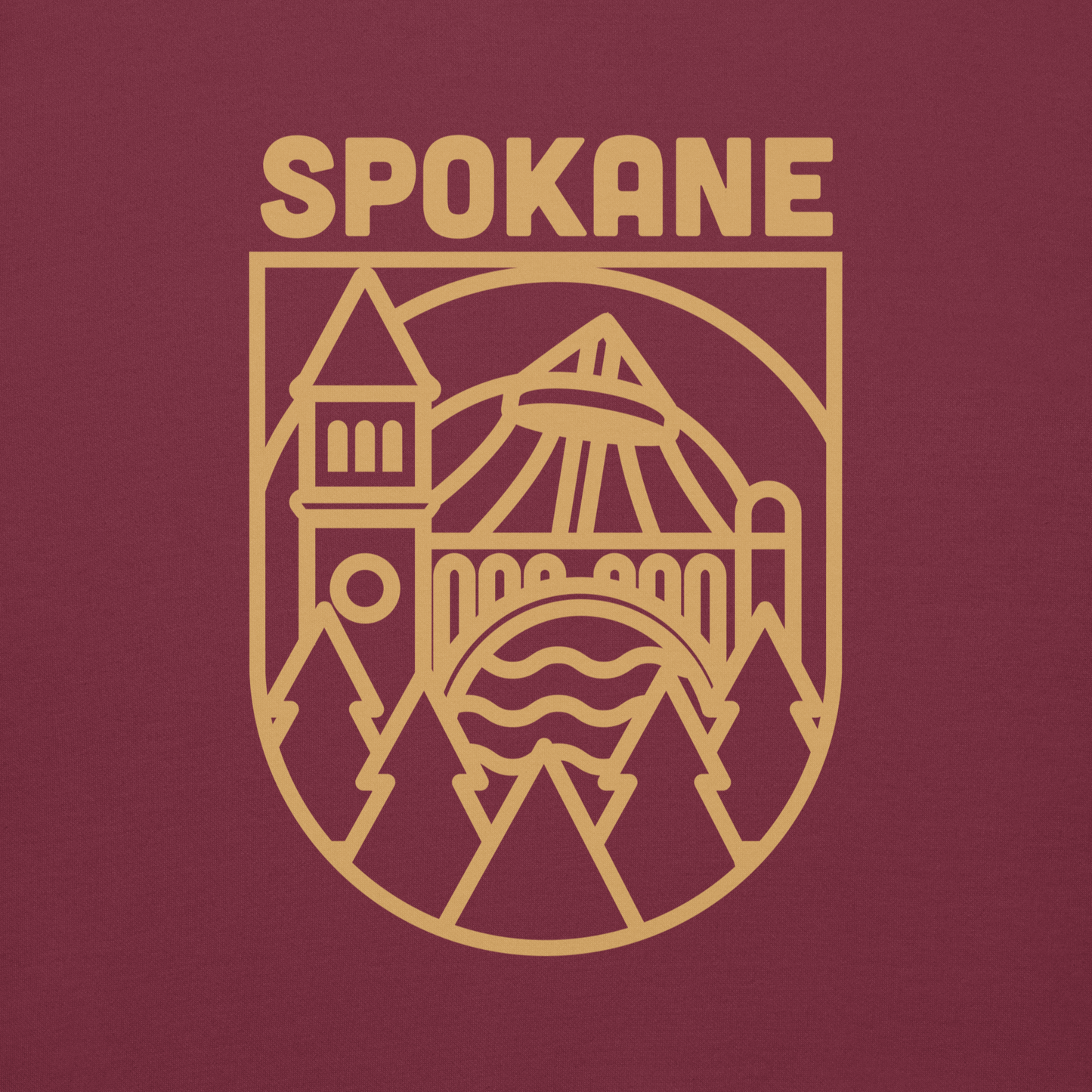 Spokane Premium Fitted Pullover Hoodie - Maroon