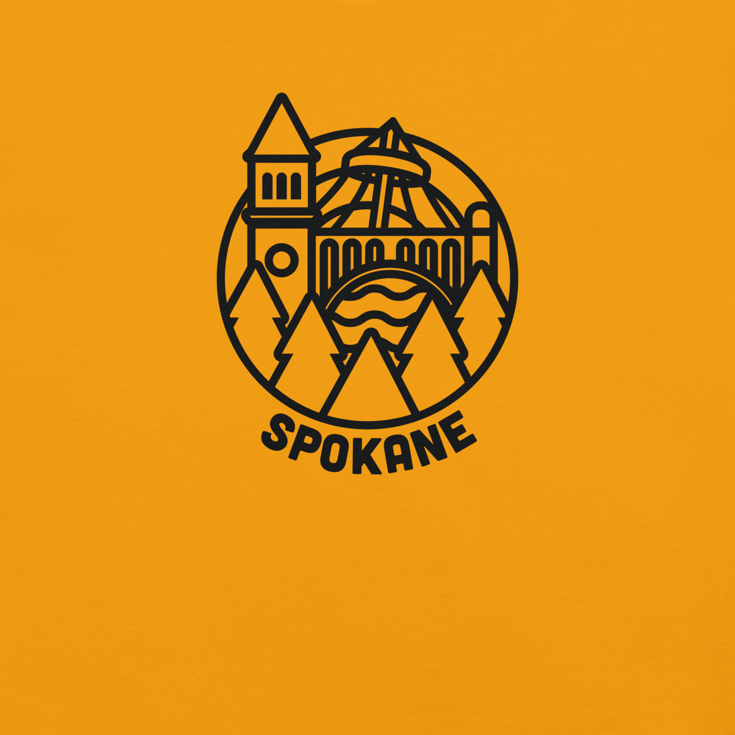 Spokane Outline Tee - Gold