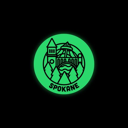 Spokane Outline Badge Glow in the Dark Sticker