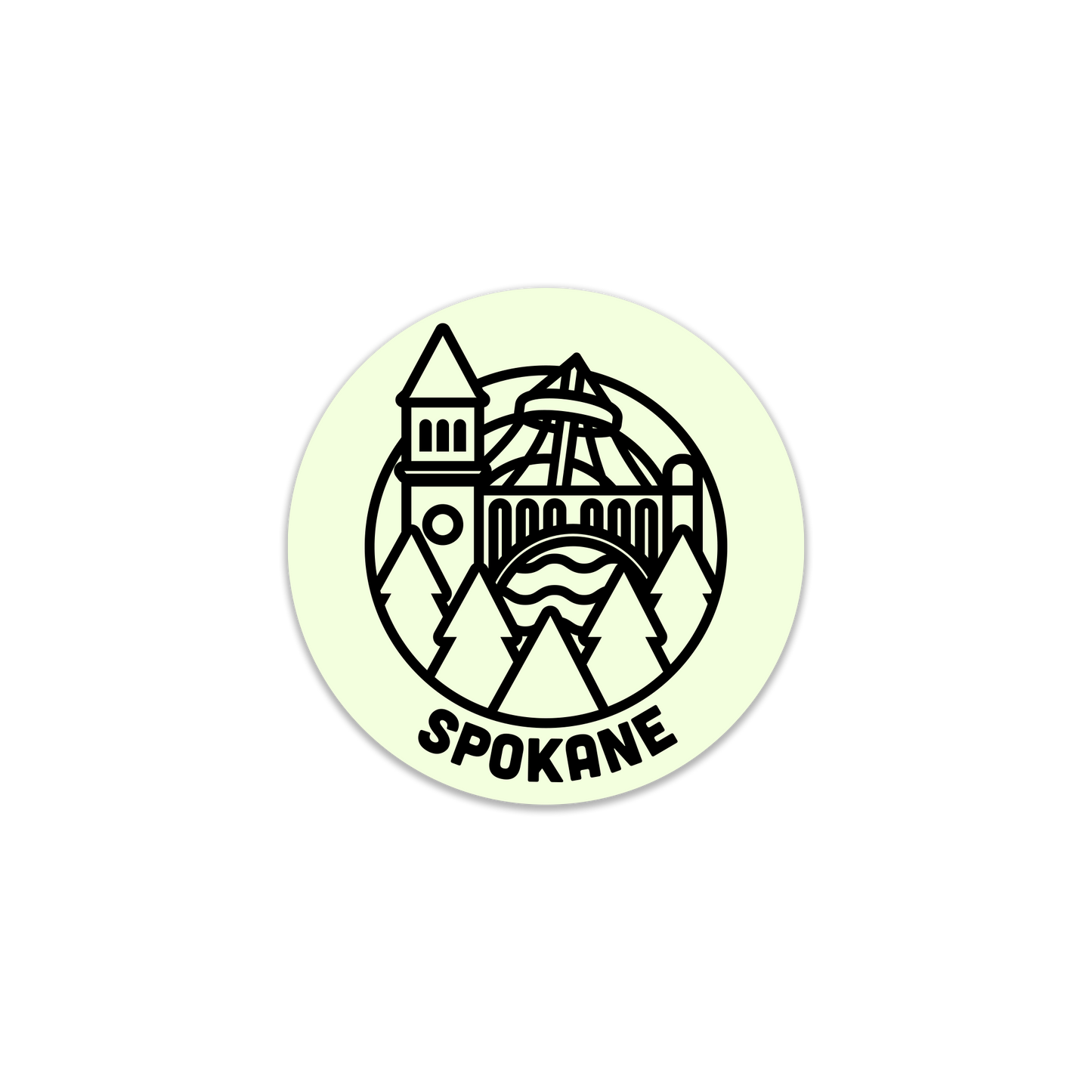 Spokane Outline Badge Glow in the Dark Sticker