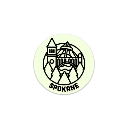 Spokane Outline Badge Glow in the Dark Sticker
