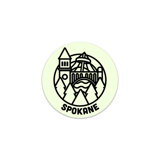 Spokane Outline Badge Glow in the Dark Sticker